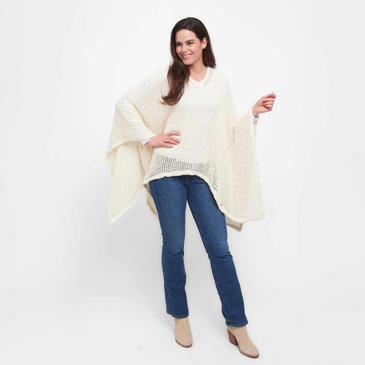 Presley One Size Open Sweater Knit Poncho