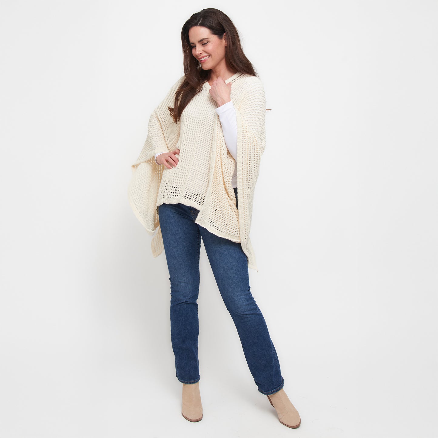 Presley One Size Open Sweater Knit Poncho
