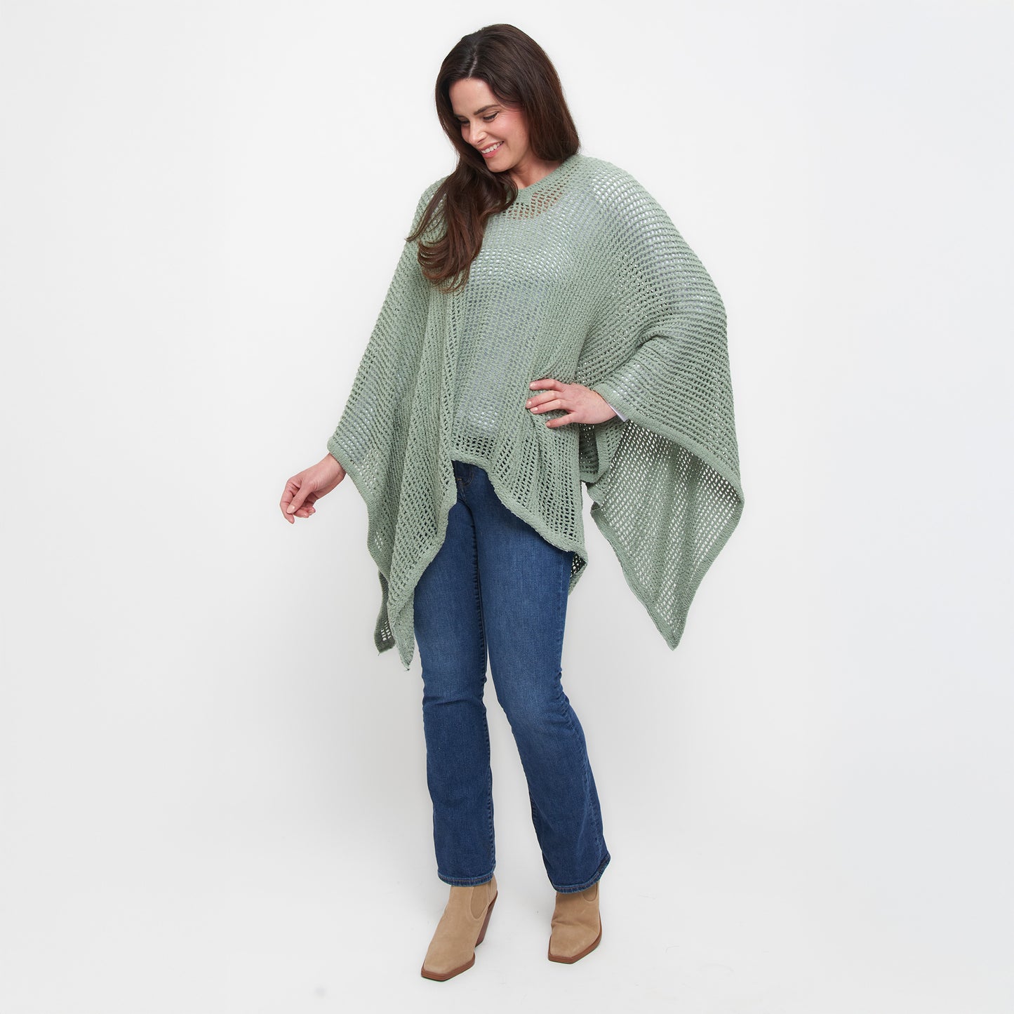 Presley One Size Open Sweater Knit Poncho