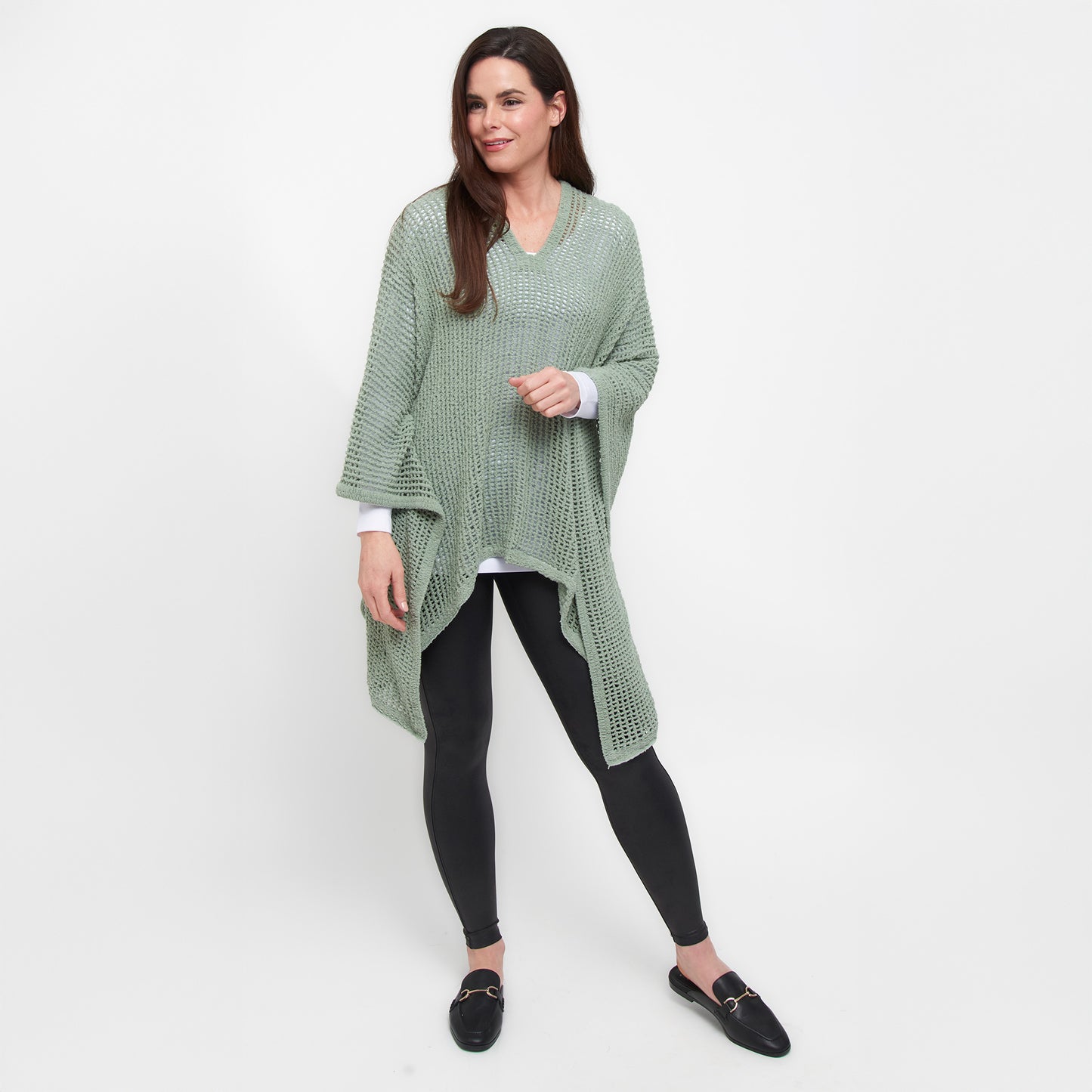 Presley One Size Open Sweater Knit Poncho