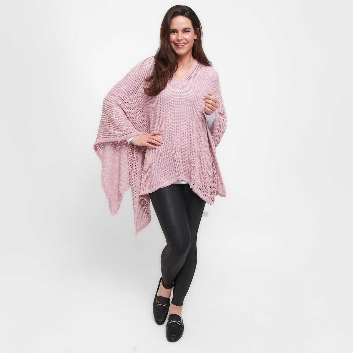 Presley One Size Open Sweater Knit Poncho