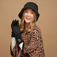 Morgan Teddy Bear Cuff Texting Winter Gloves