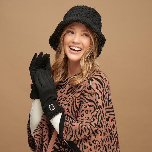 Morgan Teddy Bear Cuff Texting Winter Gloves