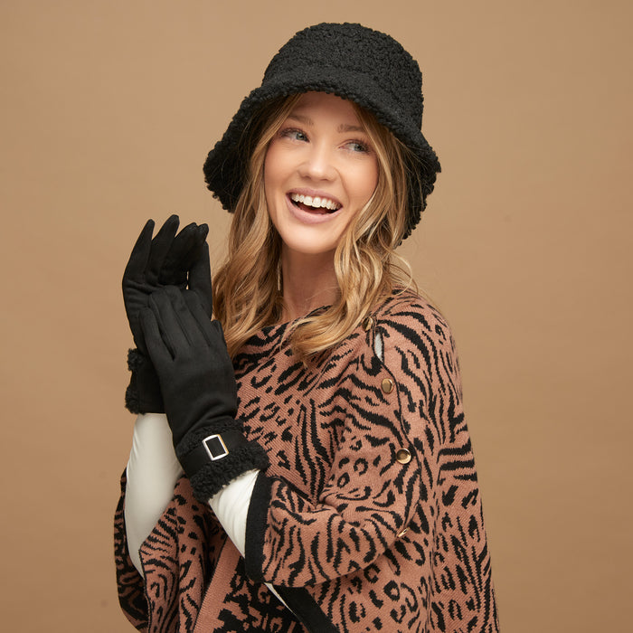 Morgan Teddy Bear Cuff Texting Winter Gloves