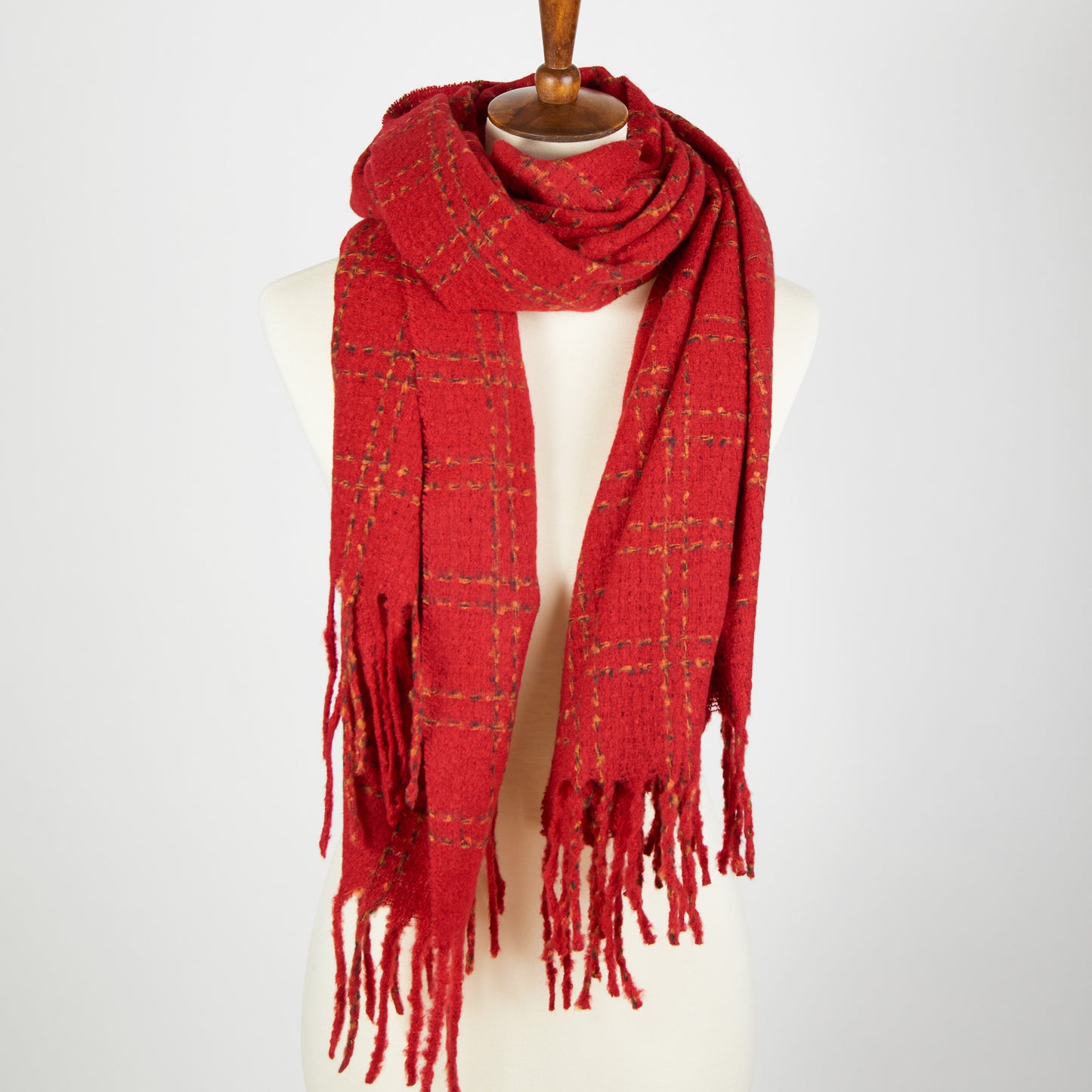 Riley Plaid Fringe Winter Scarf
