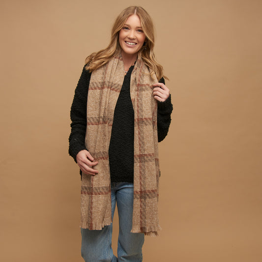 Cameron Wool Blend Windowpane Winter Scarf