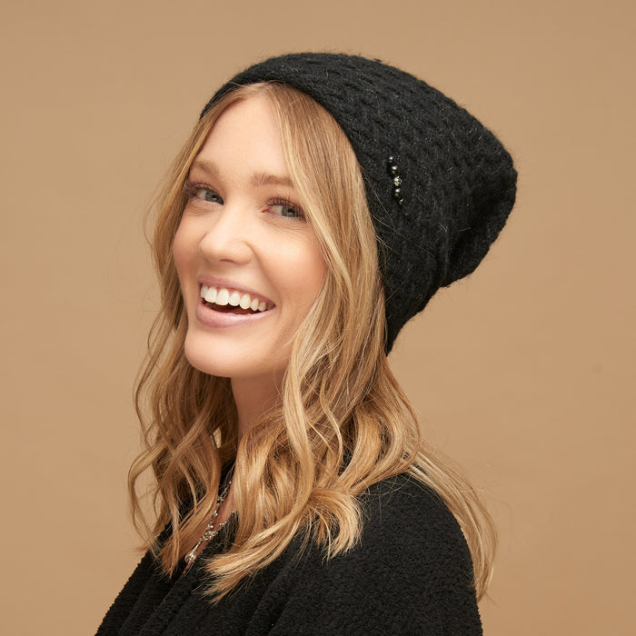 Andi Wool Blend Herringbone Winter Beanie Hat