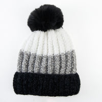 Jemmi Chenille Striped Pom Winter Beanie Hat