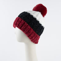 Jemmi Chenille Striped Pom Winter Beanie Hat