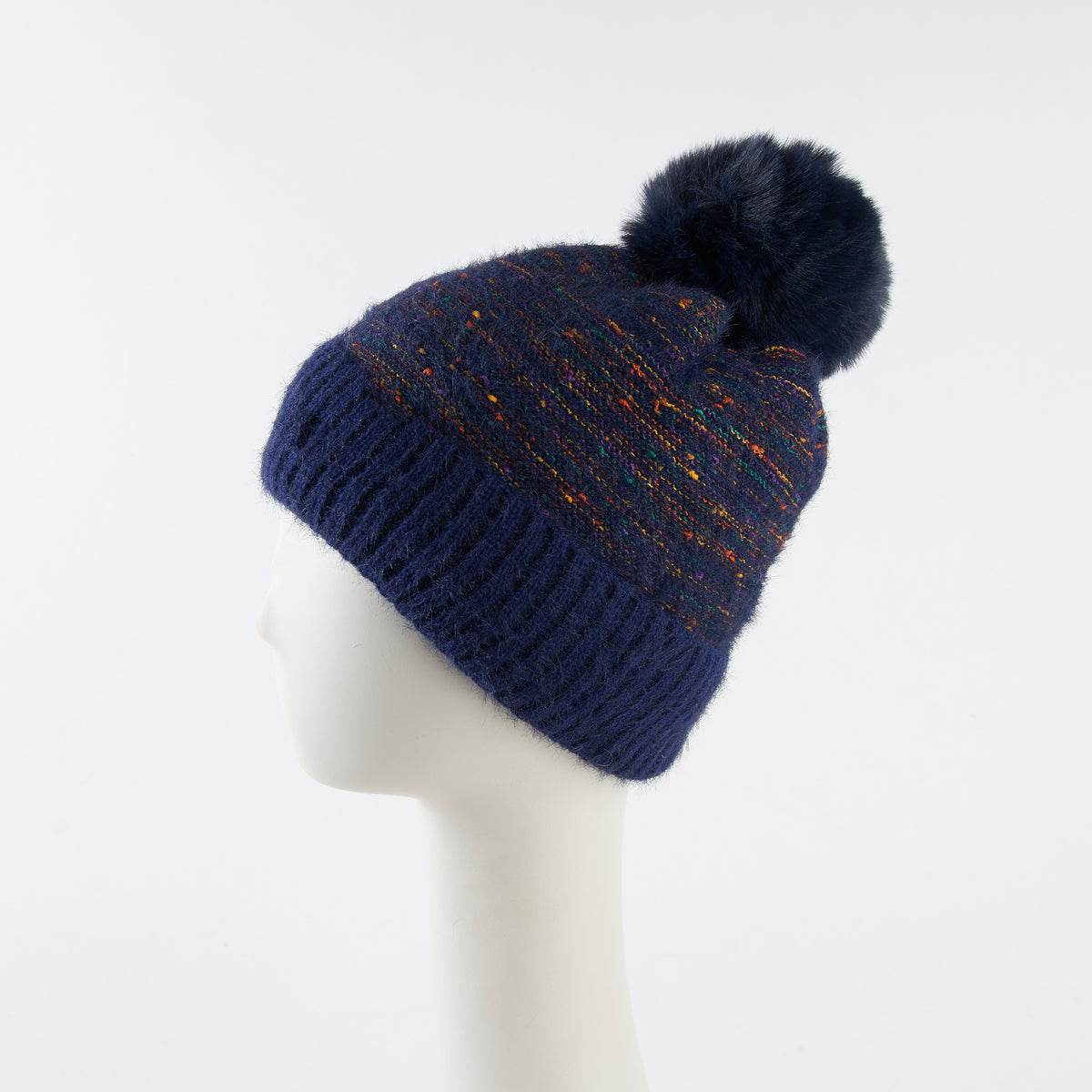 Kirry Knit Flecked Pom Winter Beanie Hat
