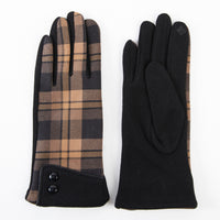 Maisy Plaid Button Cuff Texting Winter Gloves