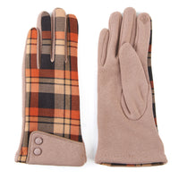 Maisy Plaid Button Cuff Texting Winter Gloves