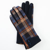 Maisy Plaid Button Cuff Texting Winter Gloves