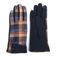 Maisy Plaid Button Cuff Texting Winter Gloves