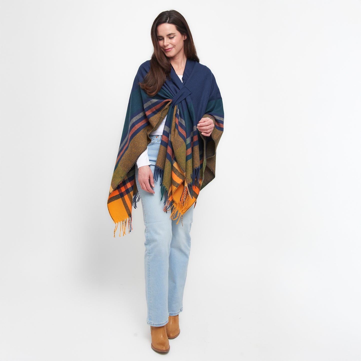 Sidney Fringe One Size Open Front Wrap with Loop