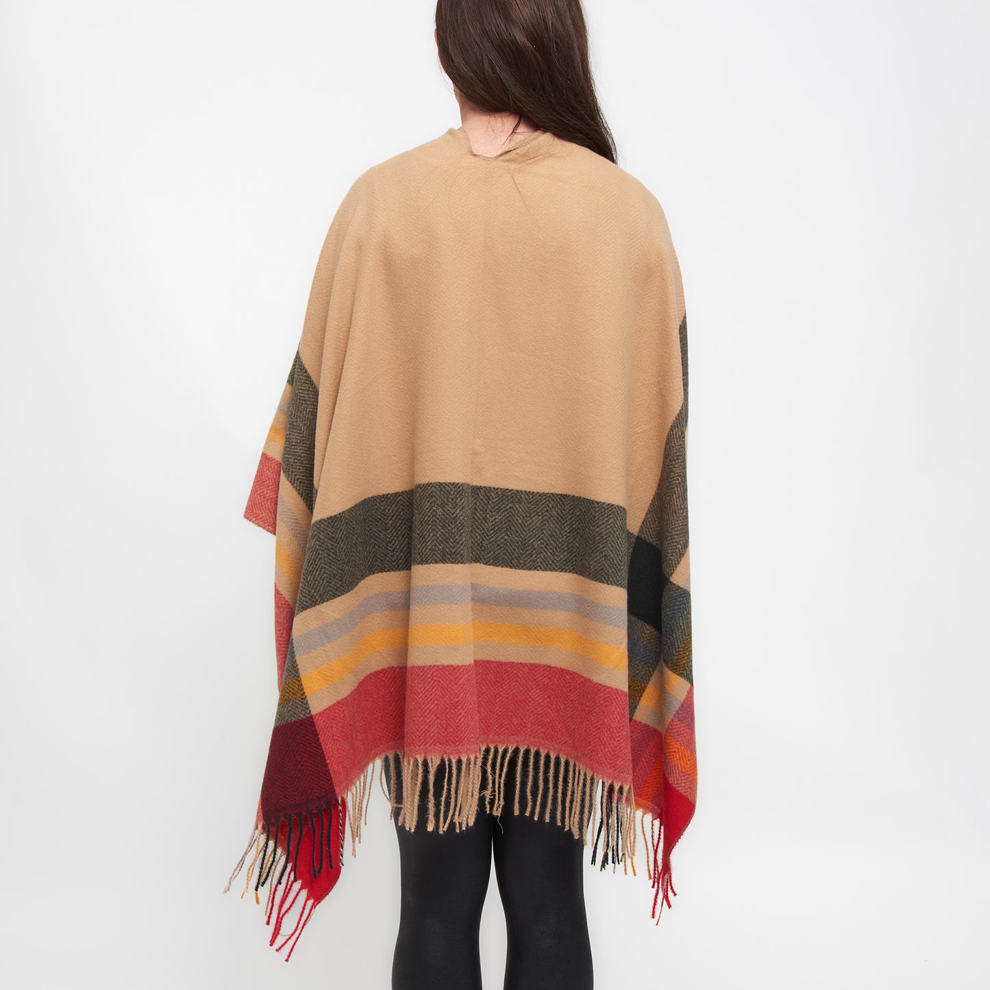 Sidney Fringe One Size Open Front Wrap with Loop