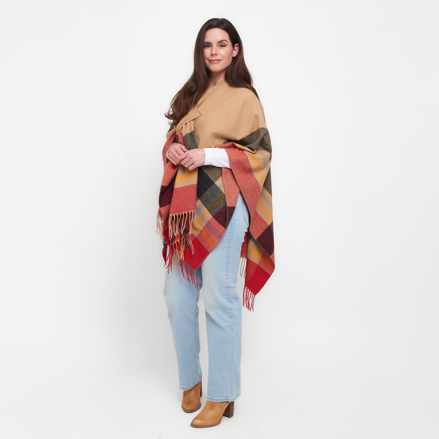 Sidney Fringe One Size Open Front Wrap with Loop