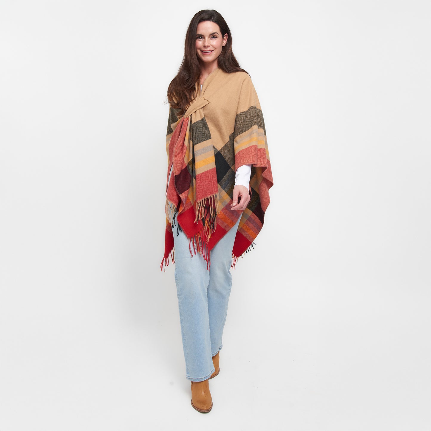 Sidney Fringe One Size Open Front Wrap with Loop