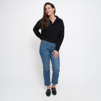 Tylie Teddy Bear Knit Long Sleeve Collared Polo Sweater