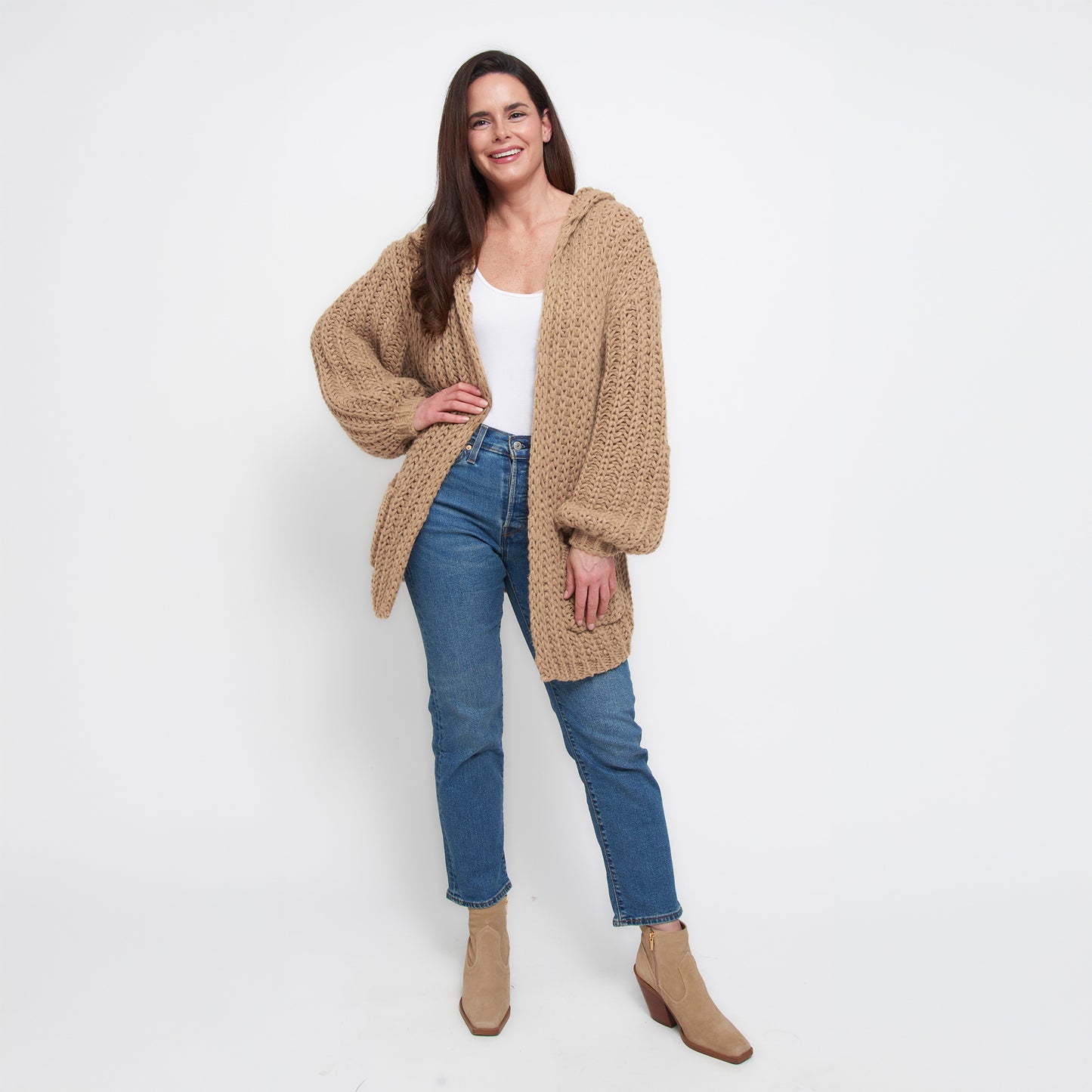Kyler Oversized Chunky Hooded Patch Pocket Cardigan