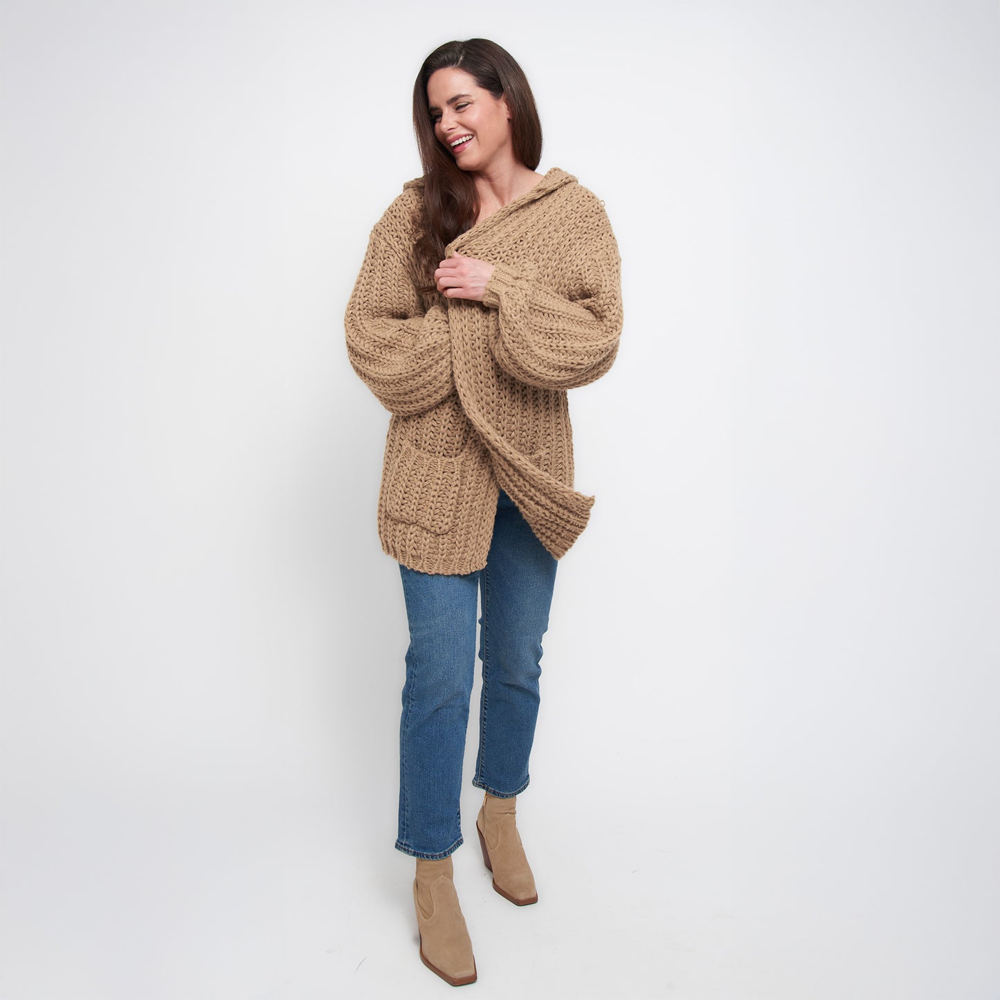Kyler Oversized Chunky Hooded Patch Pocket Cardigan