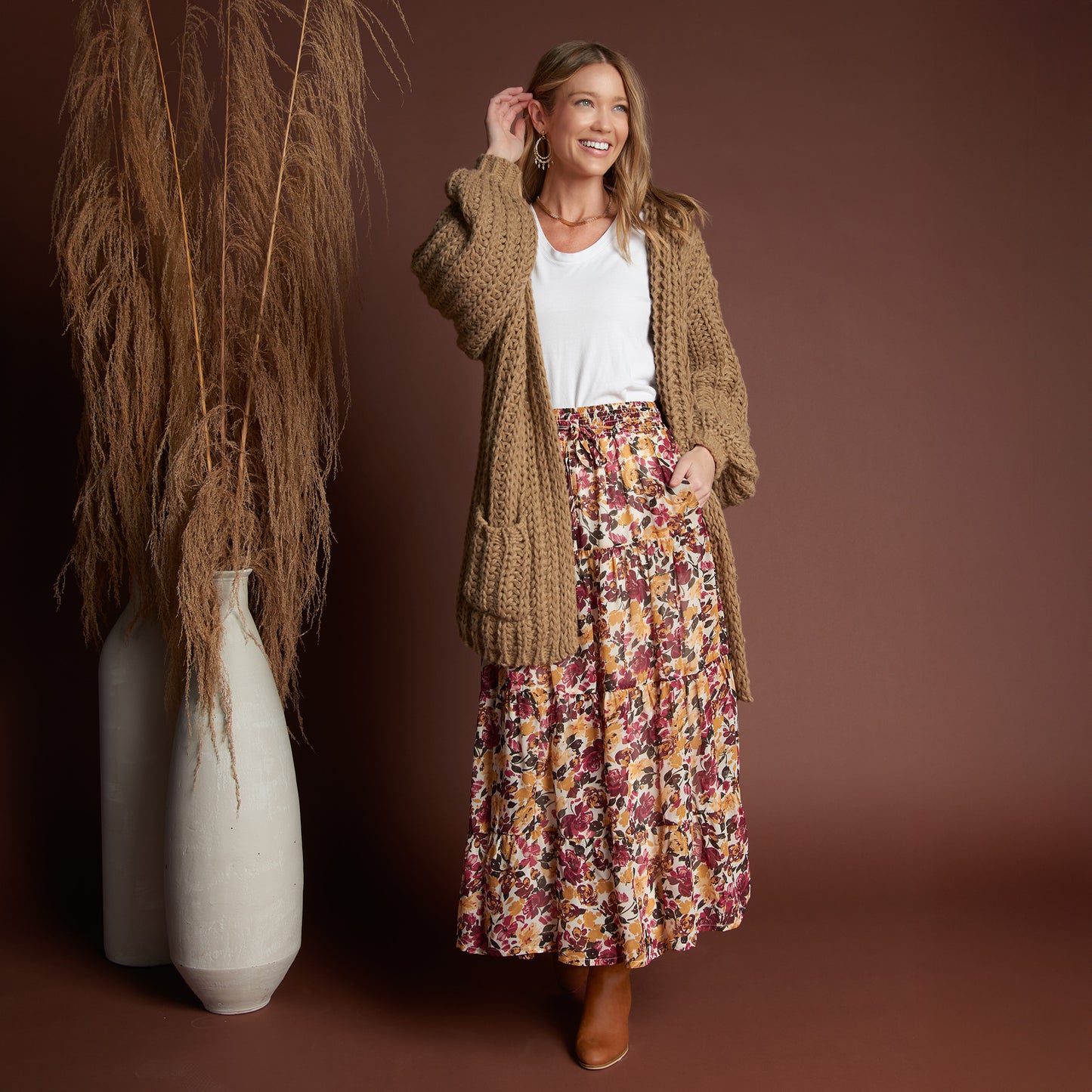 Kyler Oversized Chunky Hooded Patch Pocket Cardigan