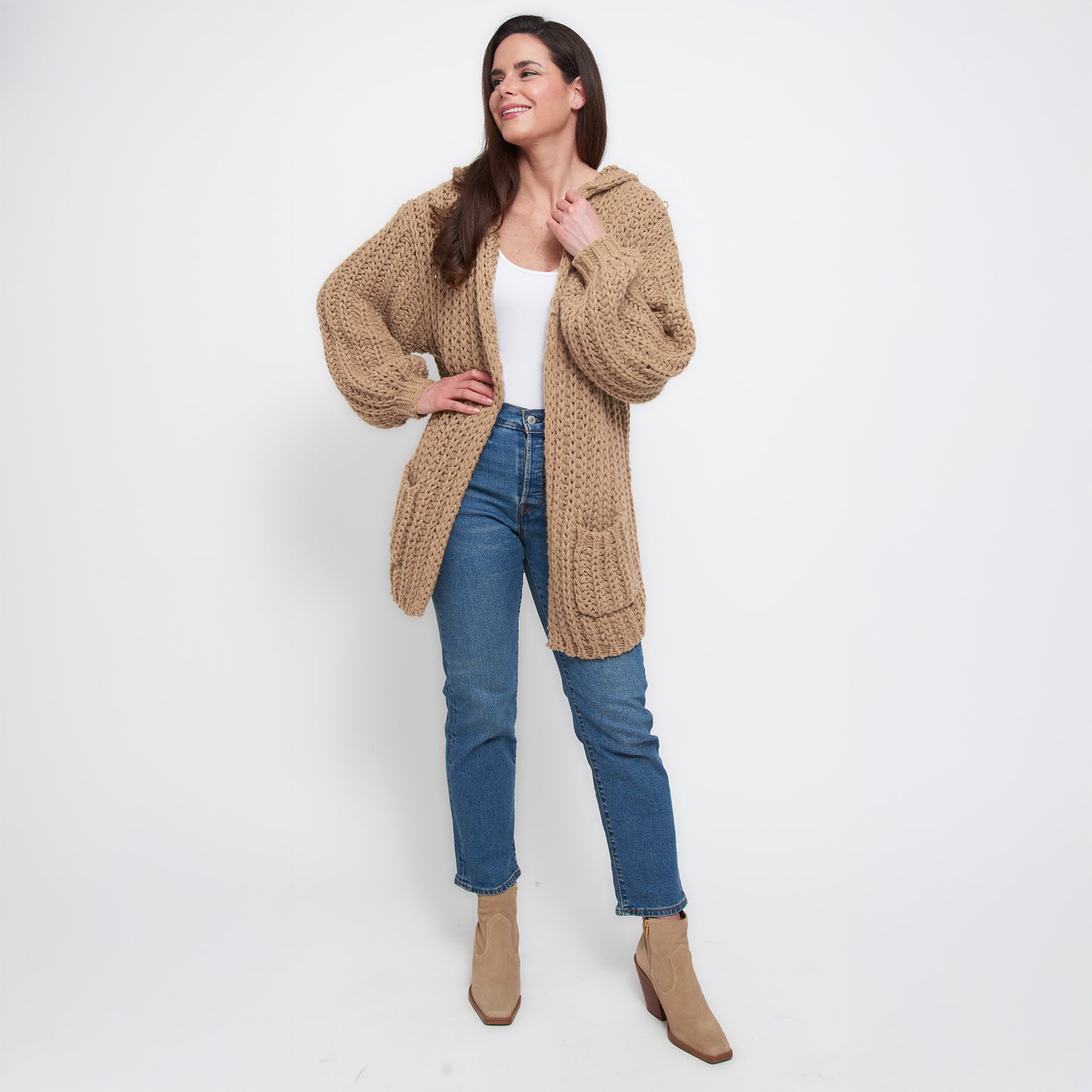 Kyler Oversized Chunky Hooded Patch Pocket Cardigan