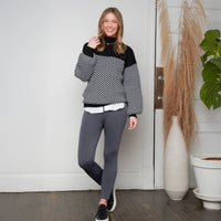 Skyler Herringbone Knit Mockneck Long Sleeve Sweater
