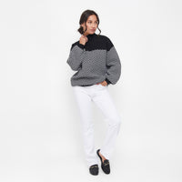 Skyler Herringbone Knit Mockneck Long Sleeve Sweater