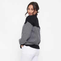 Skyler Herringbone Knit Mockneck Long Sleeve Sweater