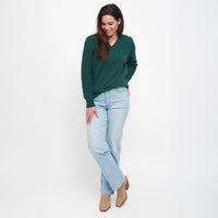 Emery Diamond Crochet Sleeve V-Neck Sweater