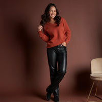Emery Diamond Crochet Sleeve V-Neck Sweater