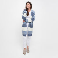 Greyson Heathered Color Block Patch Pocket Cardigan