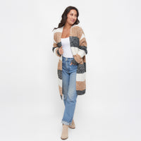 Greyson Heathered Color Block Patch Pocket Cardigan