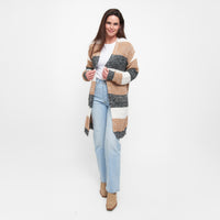Greyson Heathered Color Block Patch Pocket Cardigan