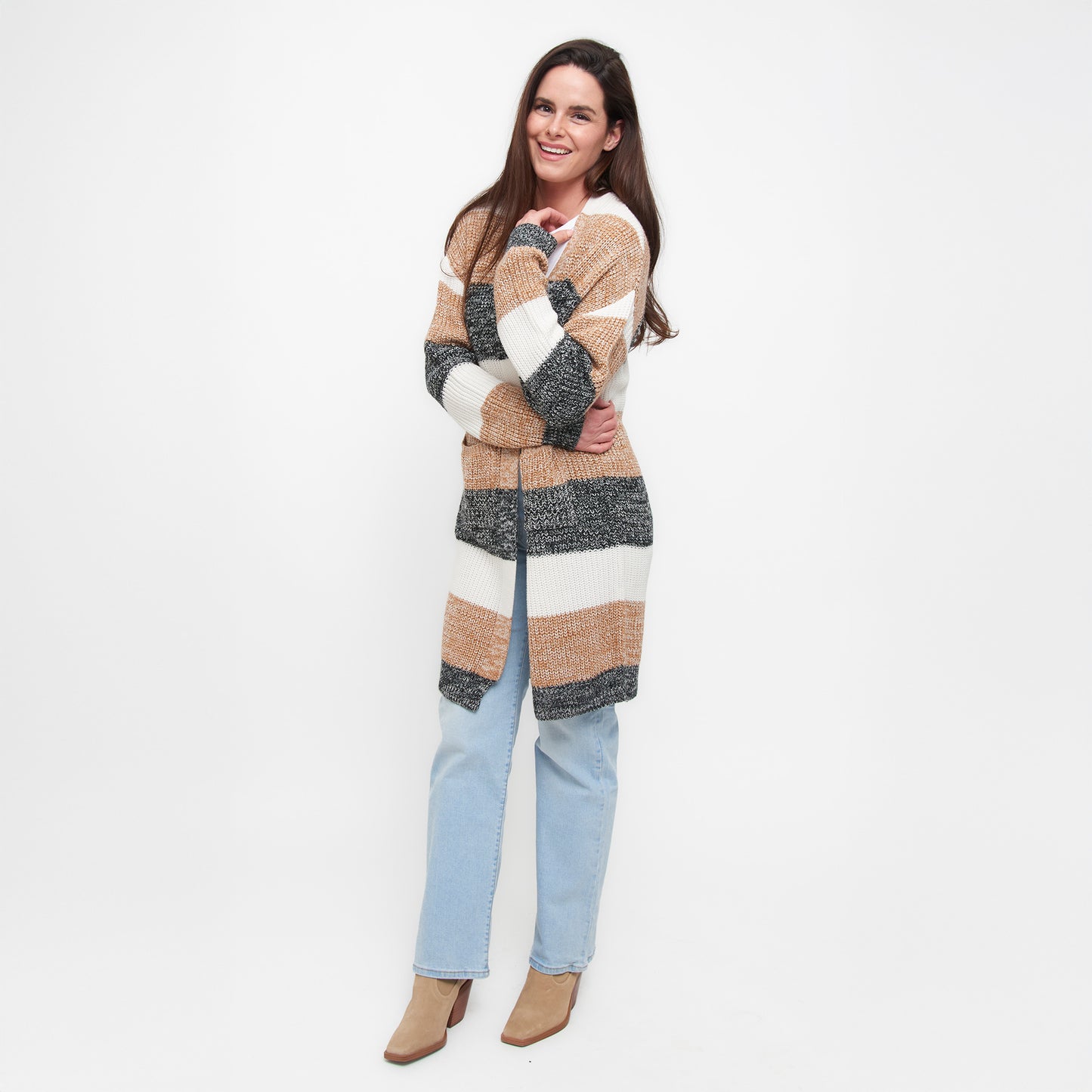 Greyson Heathered Color Block Patch Pocket Cardigan
