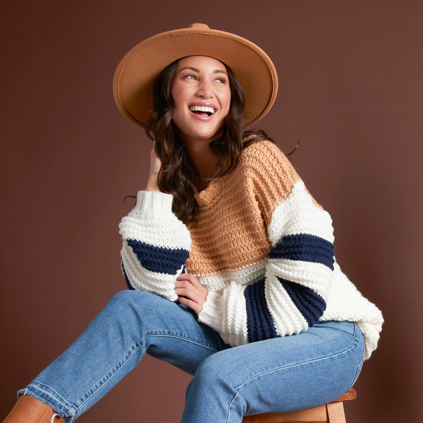 Kennedy Color Block Chunky Drop Shoulder Sweater