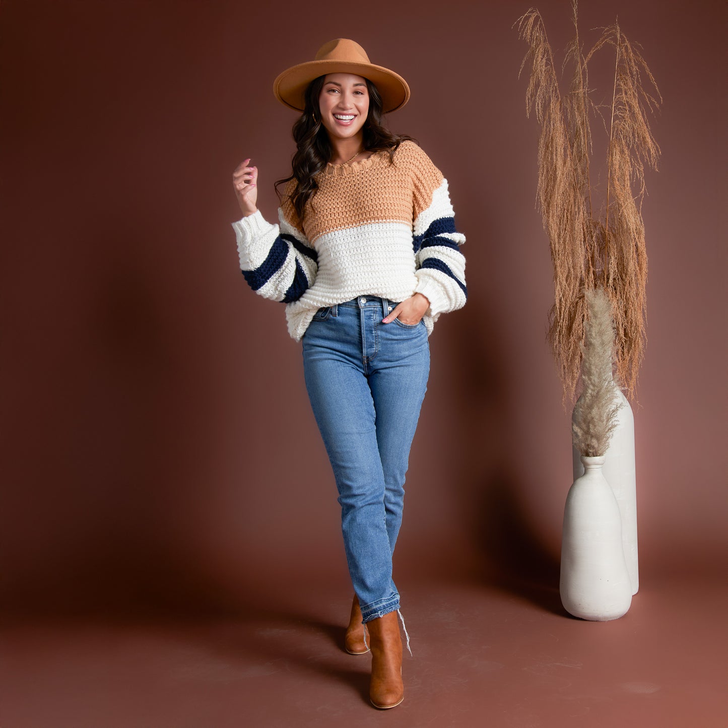 Kennedy Color Block Chunky Drop Shoulder Sweater