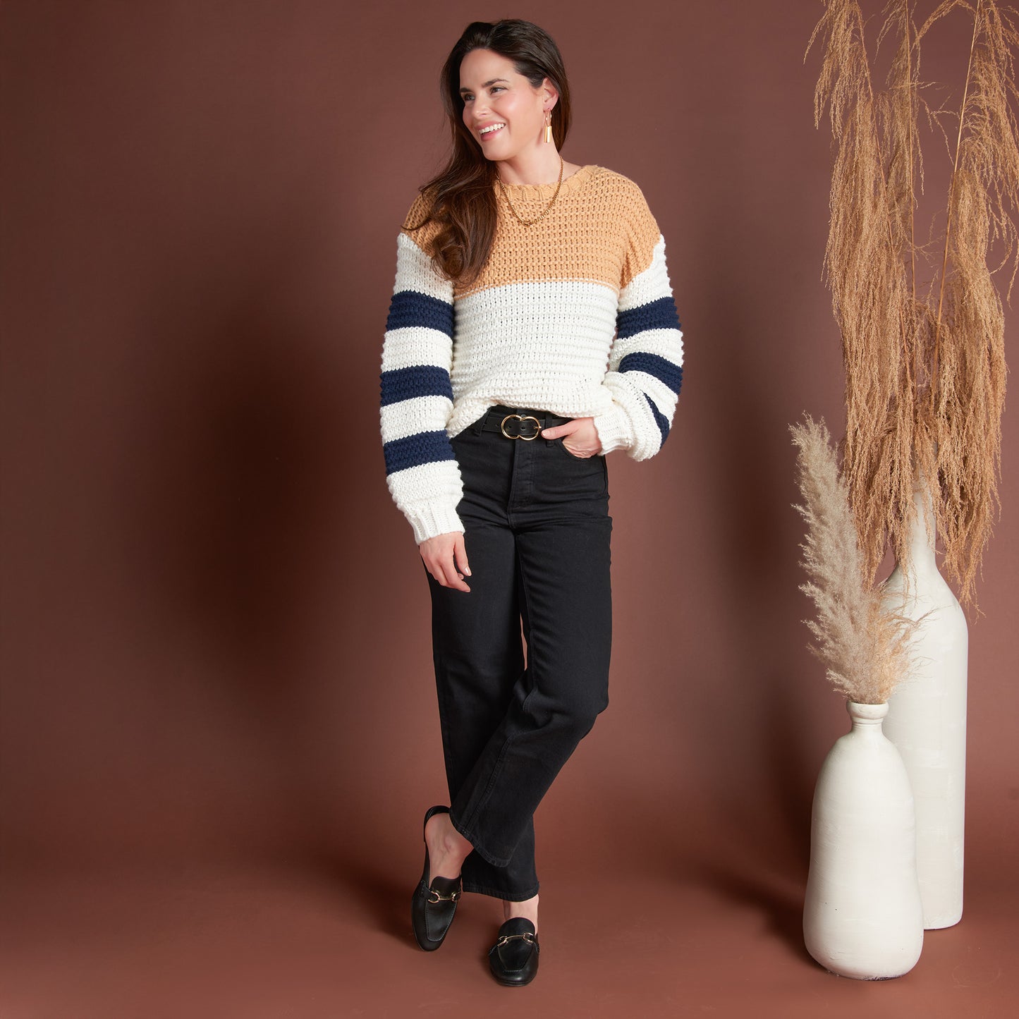 Kennedy Color Block Chunky Drop Shoulder Sweater