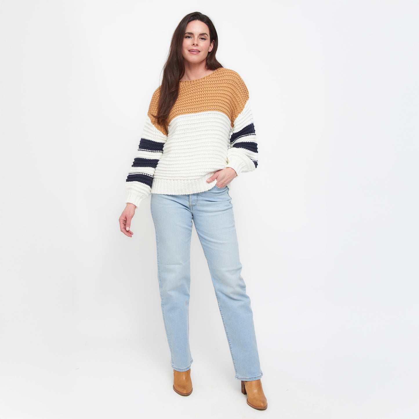 Kennedy Color Block Chunky Drop Shoulder Sweater