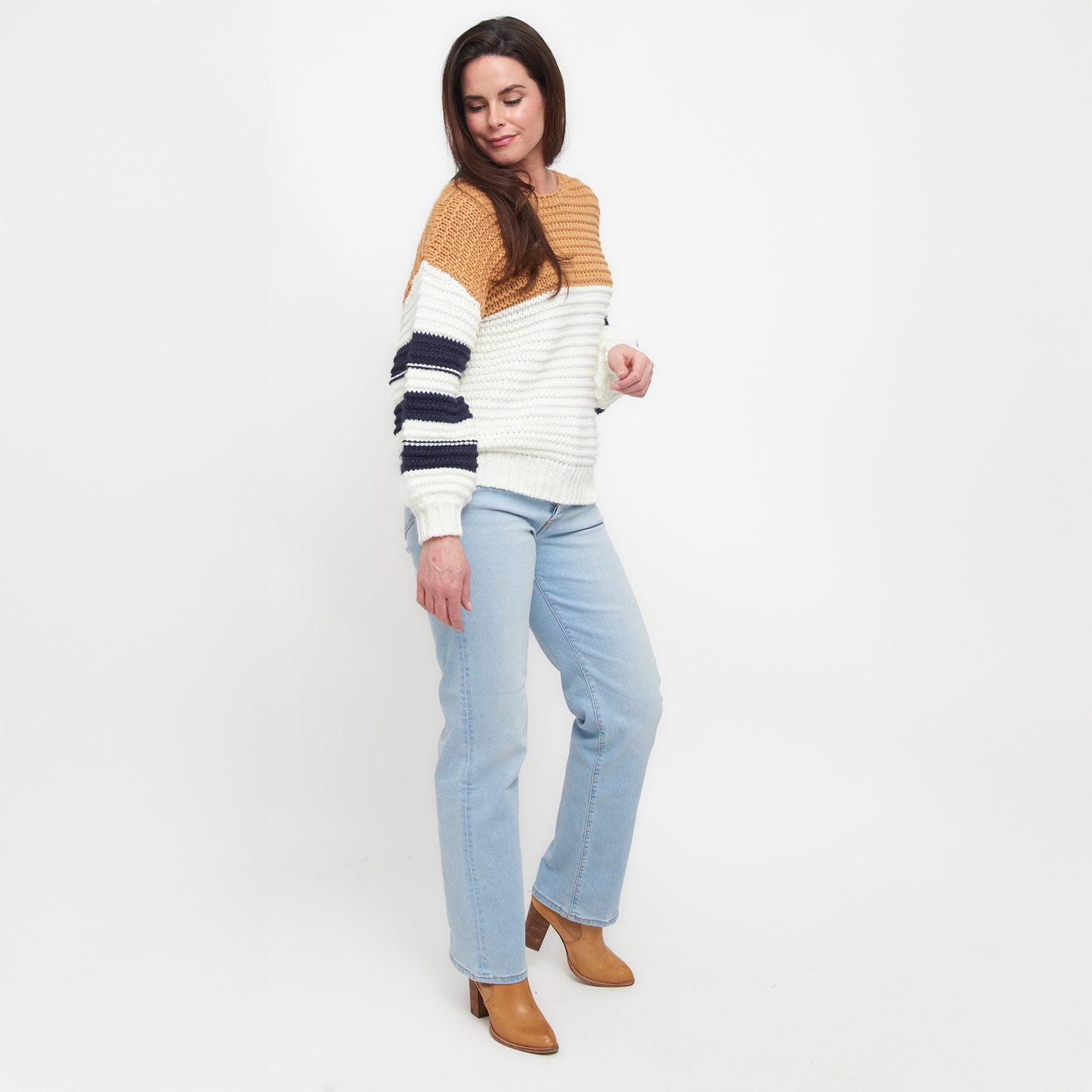 Kennedy Color Block Chunky Drop Shoulder Sweater
