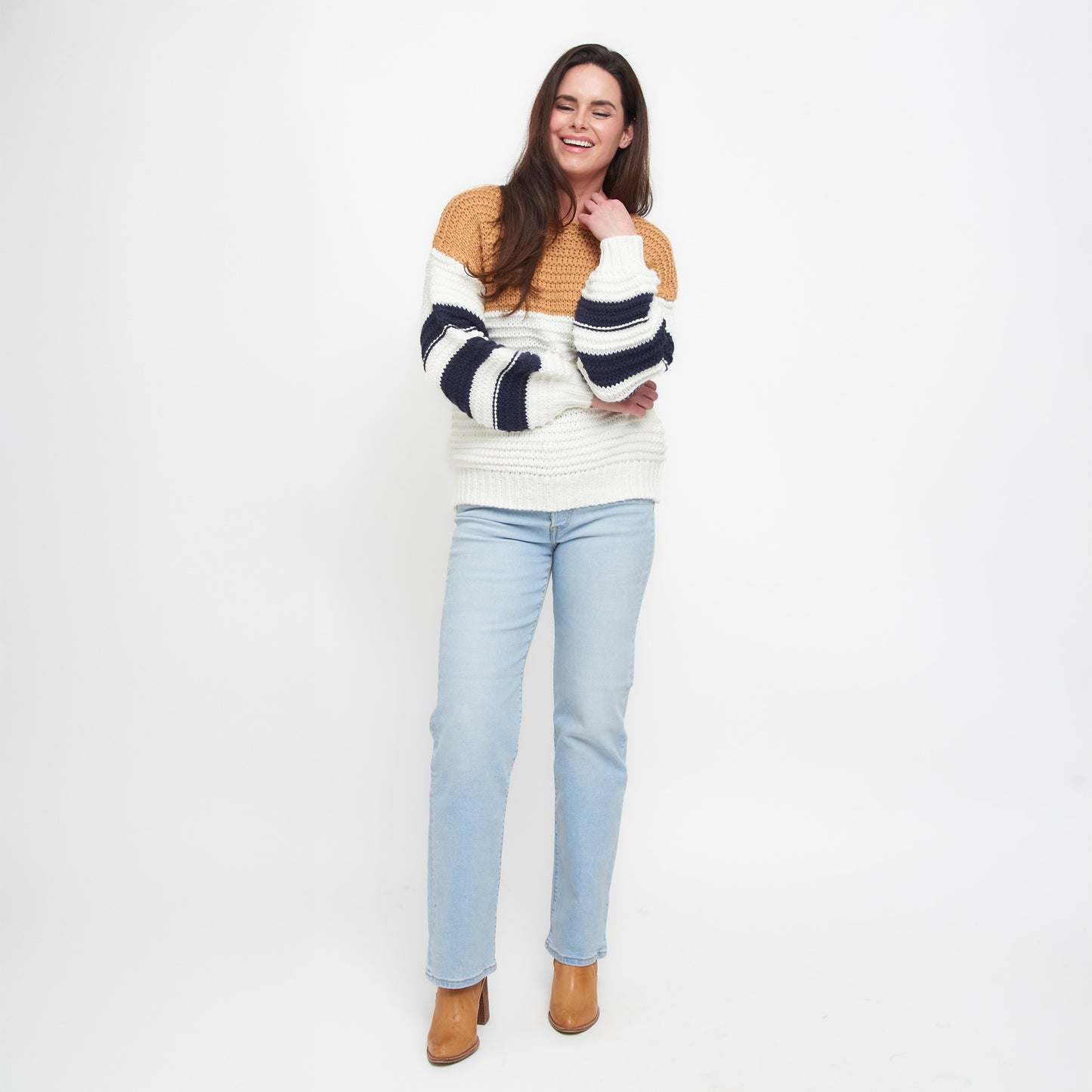 Kennedy Color Block Chunky Drop Shoulder Sweater