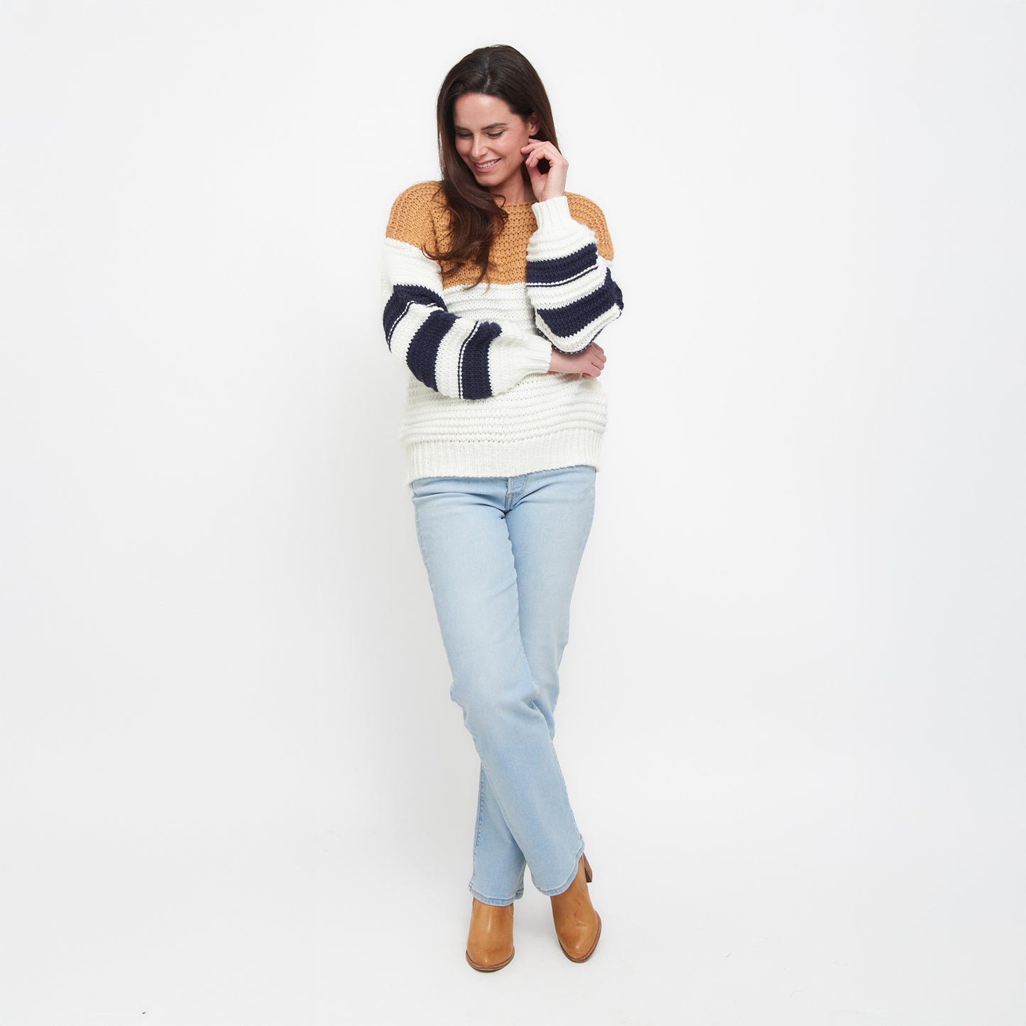 Kennedy Color Block Chunky Drop Shoulder Sweater