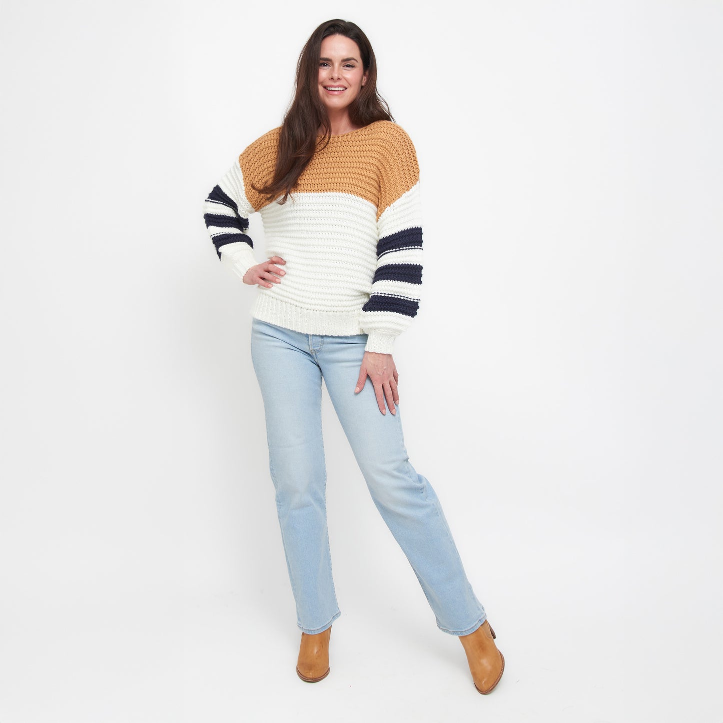 Kennedy Color Block Chunky Drop Shoulder Sweater