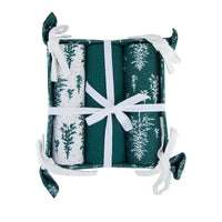 4 Pc Christmas Evergreen Trees Tea Towel & Bread Basket Set