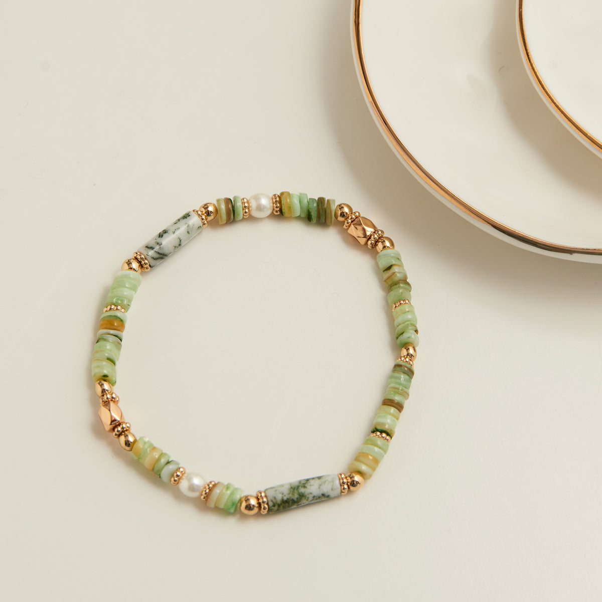 Stretch Bracelet Carys Genuine Stone Beaded 6.5"