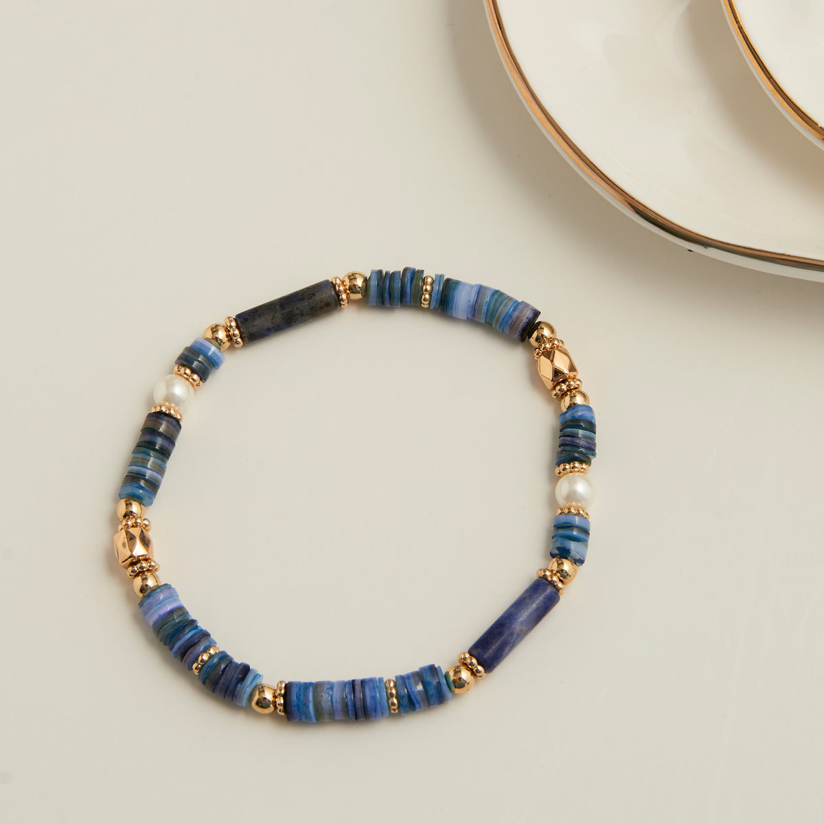 Stretch Bracelet Carys Genuine Stone Beaded 6.5"