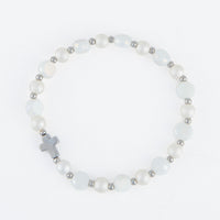 Stretch Bracelet Aria Beaded Cross with Hematite 6.75"