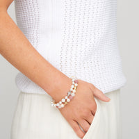 Stretch Bracelet Aria Beaded Cross with Hematite 6.75"