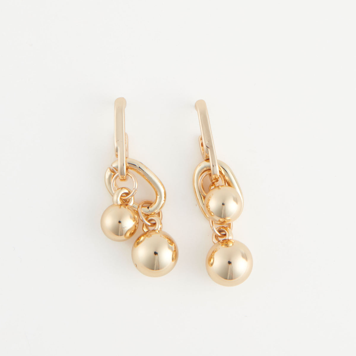 Drop Earrings Rainey Oval Link Double Ball Accent